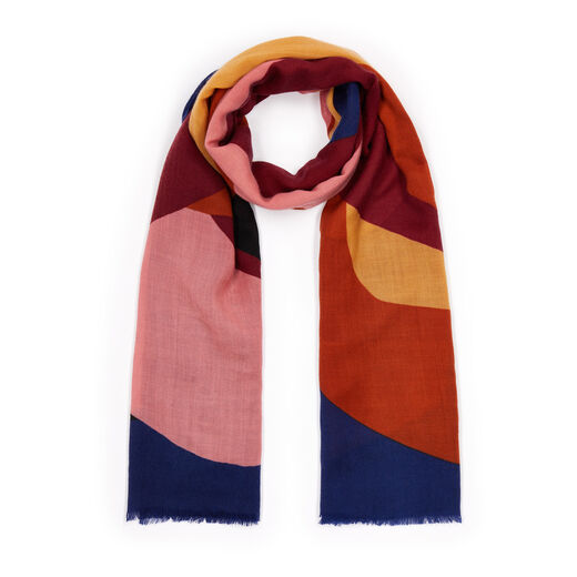 Abstract blue wool scarf